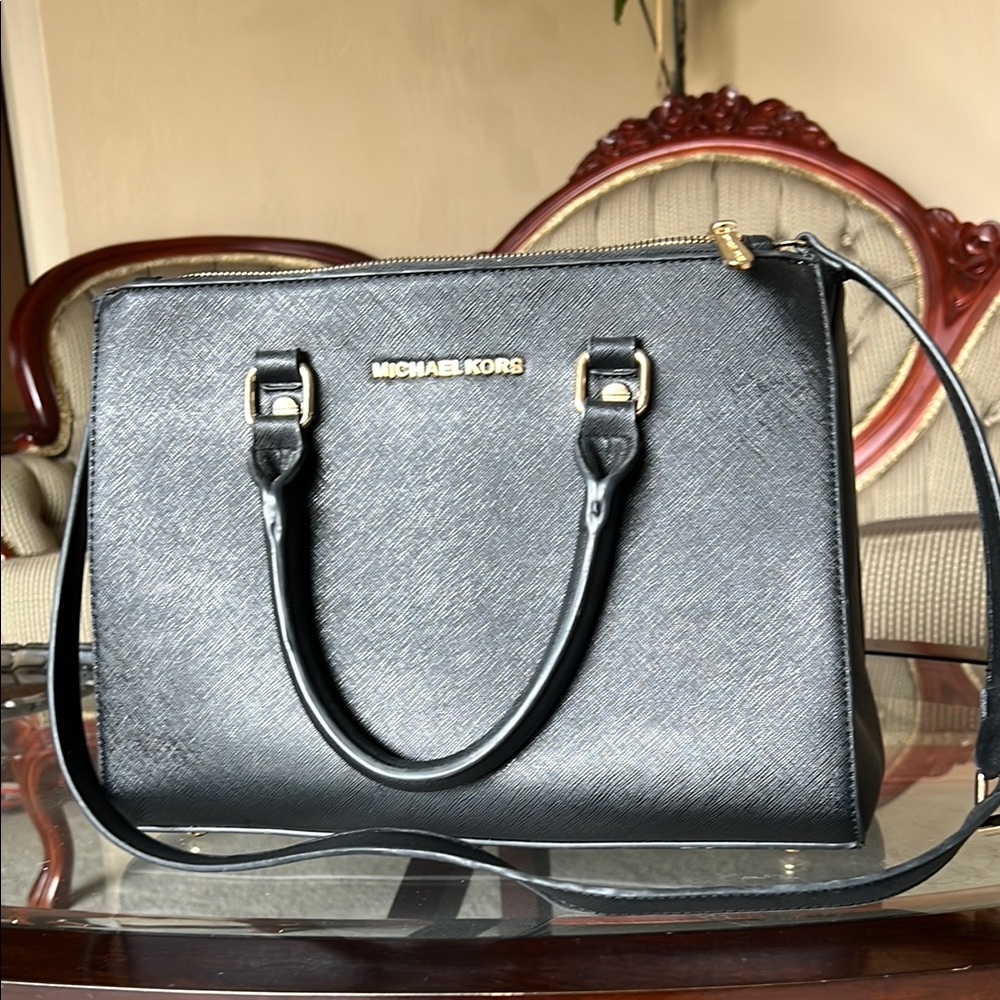 Michael Kors Black Leather Tote Bag